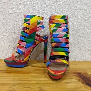 Multi colored platform heels